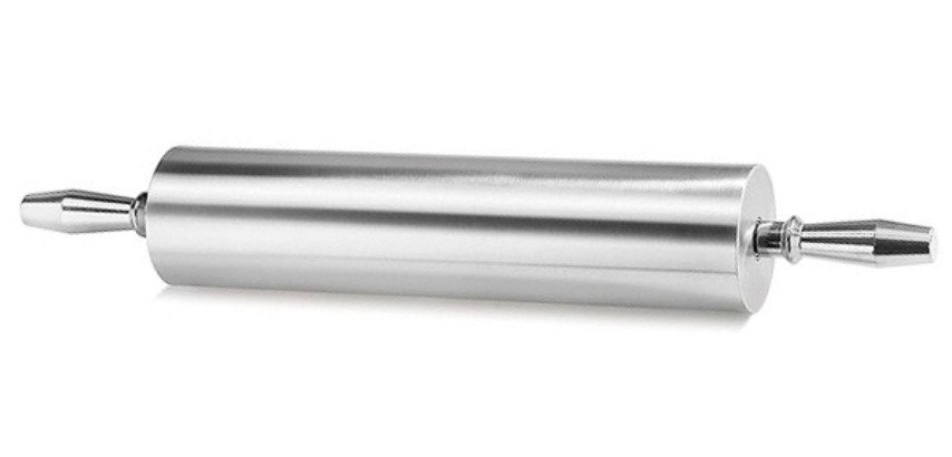 rouleau à pâte aluminium avec poignées tournantes 38 cm diamètre 9 cm
