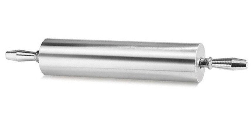 rouleau à pâte aluminium avec poignées tournantes 38 cm diamètre 9 cm