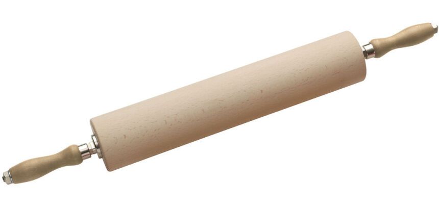 rouleau à pâte avec poignées en hêtre diamètre 8 cm 40 cm