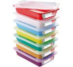 lot de 7 bacs PEHD de couleur pour plats témoins 35x23.5x7 cm