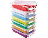 lot de 7 bacs PEHD de couleur pour plats témoins 35x23.5x7 cm