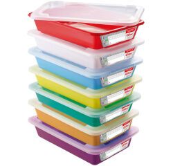 lot de 7 bacs PEHD de couleur pour plats témoins 35x23.5x7 cm