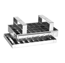 découpoir inox à caramels 40 cases carrées de 25 mm avec support 20x12.5 cm