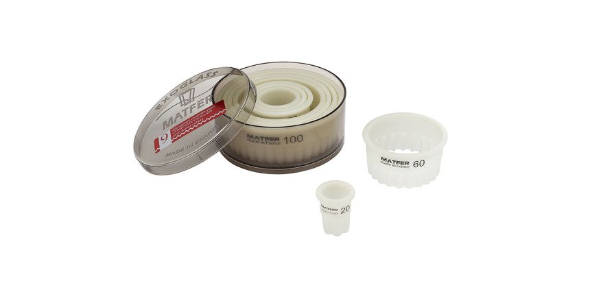 Exoglass boîte de 9 découpoirs ronds cannelés