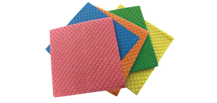 lot de 5 lavettes carrées 5 couleurs 18x15,5cm