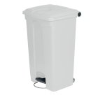 poubelle avec couvercle à ouverture à pédale et roues 90 litres