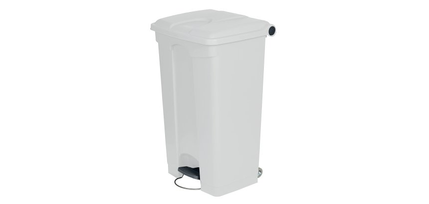 poubelle avec couvercle à ouverture à pédale et roues 90 litres