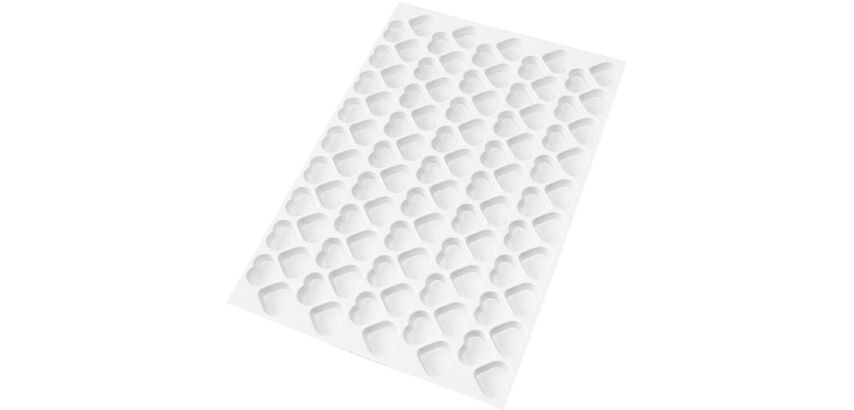 plaque de 95 découpoirs ABS ronds coeurs 4.8 cm