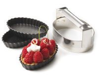découpoir inox pour tartelettes cannelées oblongs 13x9 cm