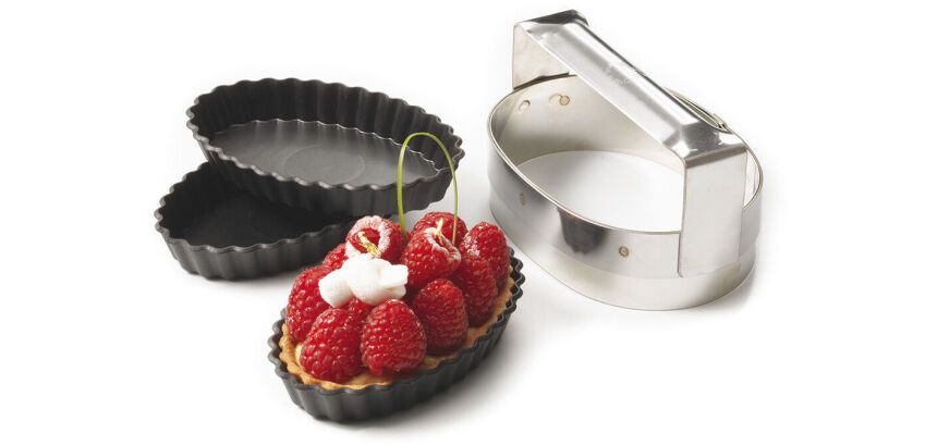 découpoir inox pour tartelettes cannelées oblongs 13x9 cm