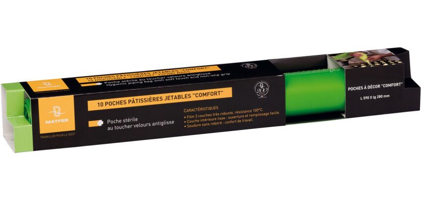 comfort rouleau de 10 poches pâtissières vertes XL 59x28 cm