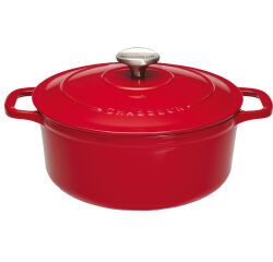 Le Chasseur cocotte ronde avec couvercle rouge 24 cm