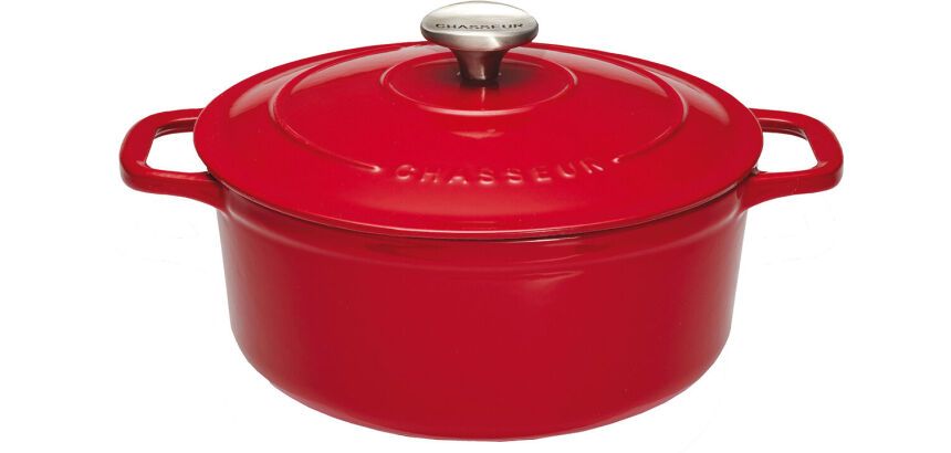 Le Chasseur cocotte ronde avec couvercle rouge 20 cm
