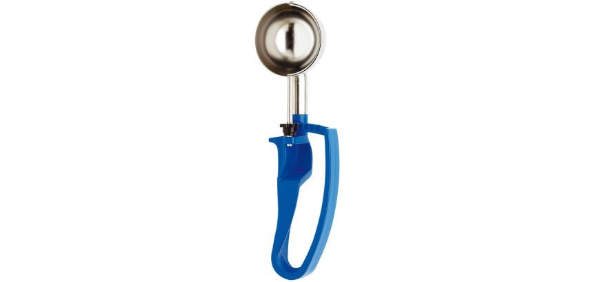 Unigrip cuillère à glace à pince inox 16 portions au litre bleue