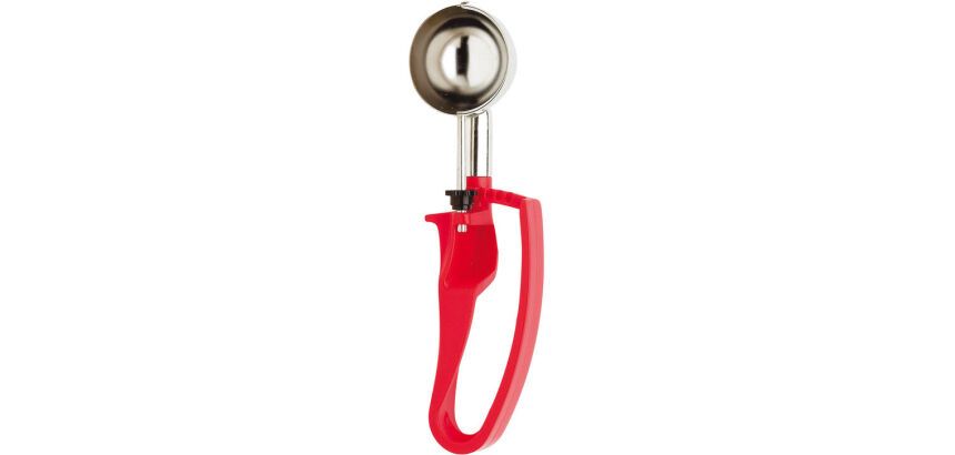 Unigrip cuillère à glace à pince inox 24 portions au litre rouge