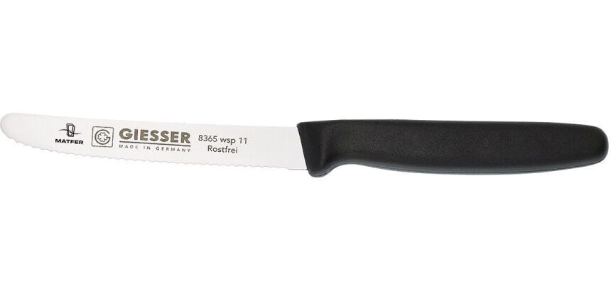 Giesser couteau cranté manche noir 11 cm