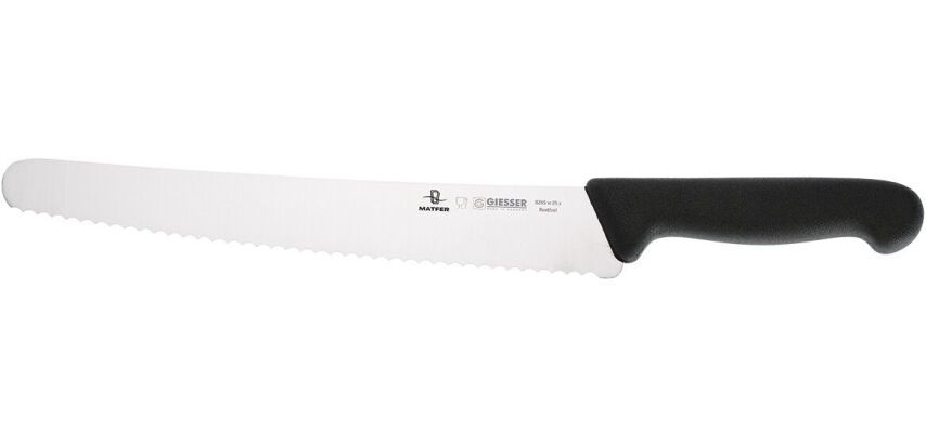 Giesser couteau universel denté manche noir 25cm