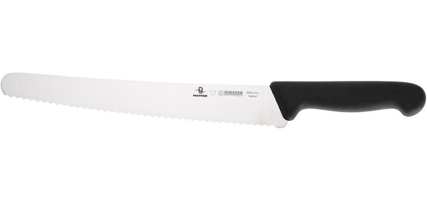 Giesser couteau universel denté manche noir 25cm
