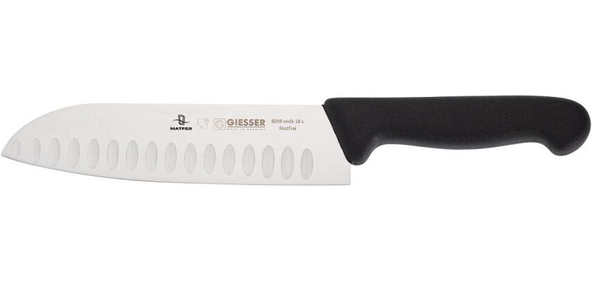 Giesser couteau santoku manche noir 18 cm