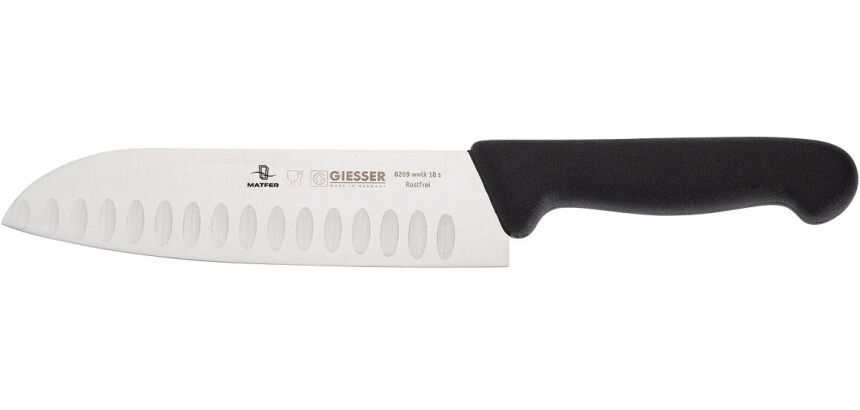 Giesser couteau santoku manche noir 18 cm