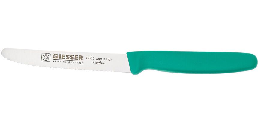 Giesser couteau cranté manche vert 11 cm