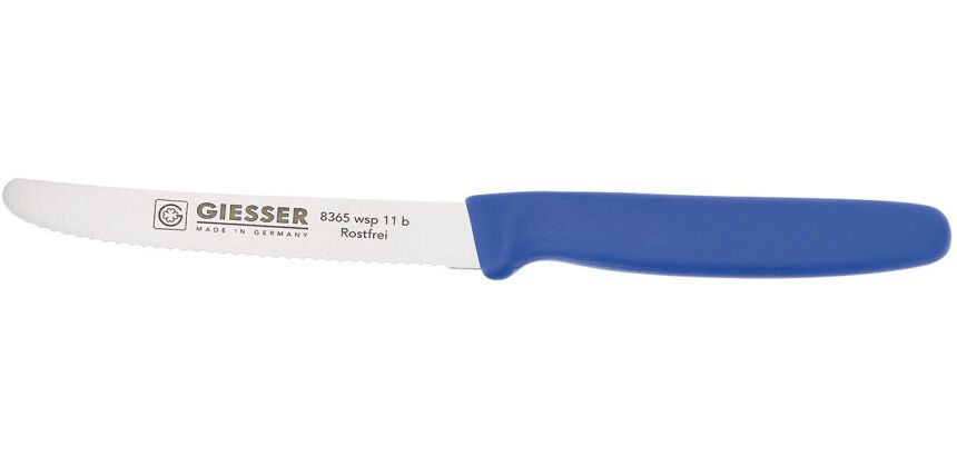 Giesser couteau cranté manche bleu 11 cm