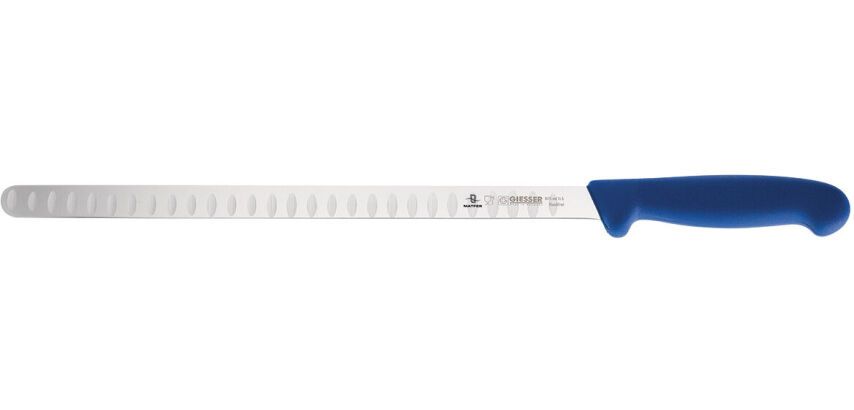 Giesser couteau à saumon alvéolé manche bleu 31 cm