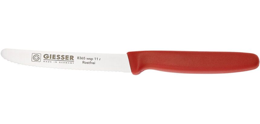 Giesser couteau cranté manche rouge 11 cm