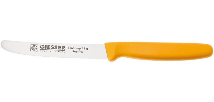 Giesser couteau cranté manche jaune 11 cm