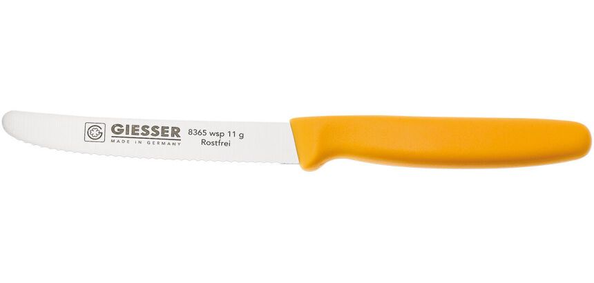 Giesser couteau cranté manche jaune 11 cm