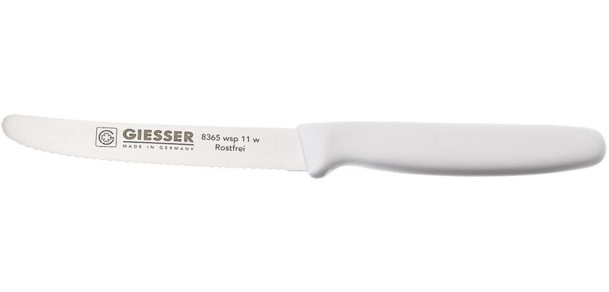 Giesser couteau cranté manche blanc 11 cm