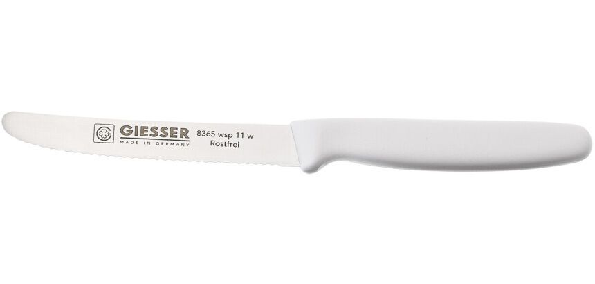 Giesser couteau cranté manche blanc 11 cm