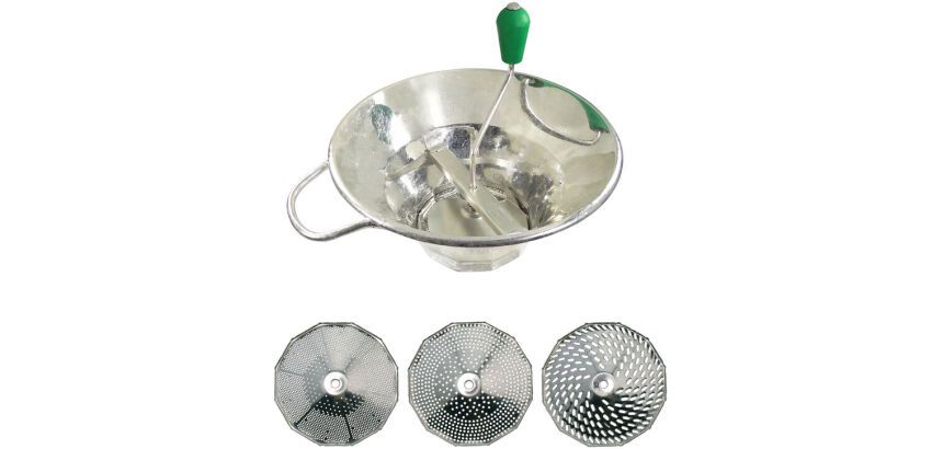 moulins à légumes n°3 étamé avec 3 grilles 1.5, 2.5 et 4 mm