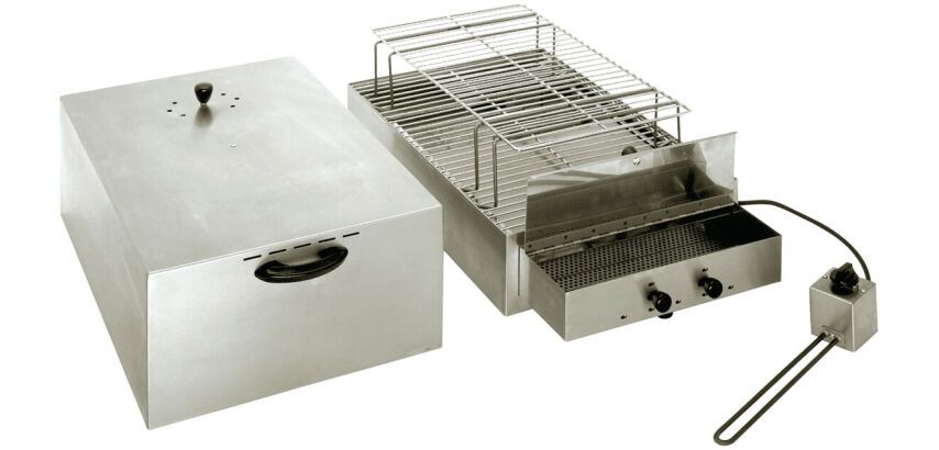 fumoir inox  2 étages pour fumage à froid 71.5 x 41.5 x 36 cm