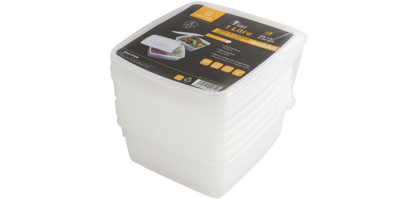 Modulus souples lot de 6 bacs GN 1/6 polypropylène 176x162x60 mm avec couvercles