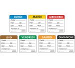 rouleau de 500 étiquettes dlc jour de la semaine autocollantes 5x5 cm jeudi marron