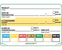 rouleau de 500 étiquettes DLC 7 jours de la semaine autocollantes 7.5x5 cm