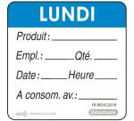 rouleau de 500 étiquettes dlc jour de la semaine autocollantes 5x5 cm lundi bleu