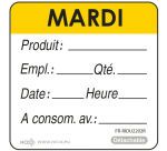 rouleau de 500 étiquettes dlc jour de la semaine autocollantes 5x5 cm mardi jaune