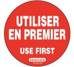 rouleau de 500 étiquettes ""à utiliser en premier"" autocollantes 5x5 cm