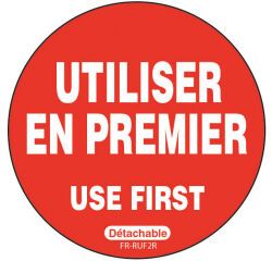 rouleau de 500 étiquettes ""à utiliser en premier"" autocollantes 5x5 cm