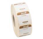 rouleau de 1000 étiquettes dlc jour de la semaine autocollantes 2,5x2,5 cm jeudi marron