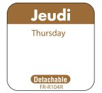 rouleau de 1000 étiquettes dlc jour de la semaine autocollantes 2,5x2,5 cm jeudi marron