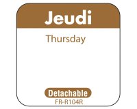 rouleau de 1000 étiquettes dlc jour de la semaine autocollantes 2,5x2,5 cm jeudi marron
