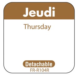 rouleau de 1000 étiquettes dlc jour de la semaine autocollantes 2,5x2,5 cm jeudi marron