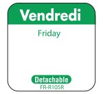 rouleau de 1000 étiquettes dlc jour de la semaine autocollantes 2,5x2,5 cm vendredi vert