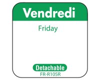 rouleau de 1000 étiquettes dlc jour de la semaine autocollantes 2,5x2,5 cm vendredi vert