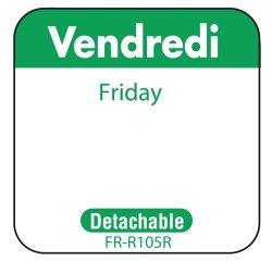 rouleau de 1000 étiquettes dlc jour de la semaine autocollantes 2,5x2,5 cm vendredi vert