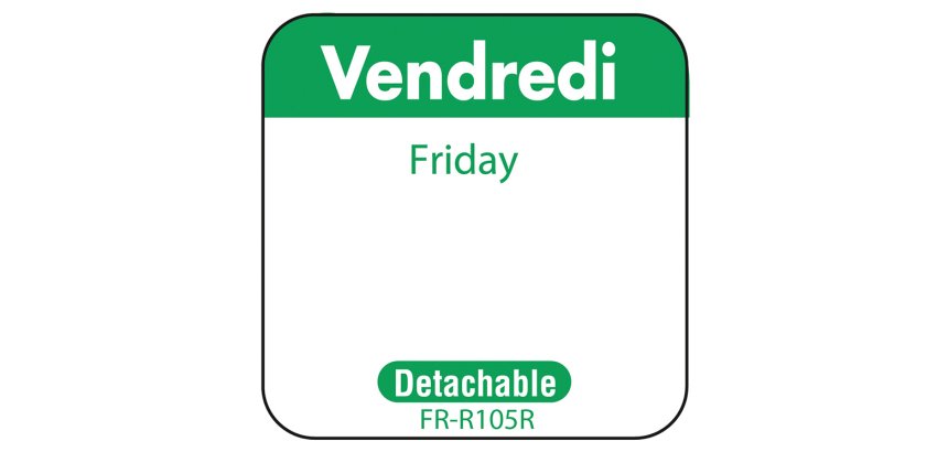 rouleau de 1000 étiquettes dlc jour de la semaine autocollantes 2,5x2,5 cm vendredi vert