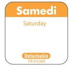 rouleau de 1000 étiquettes dlc jour de la semaine autocollantes 2,5x2,5 cm samedi orange